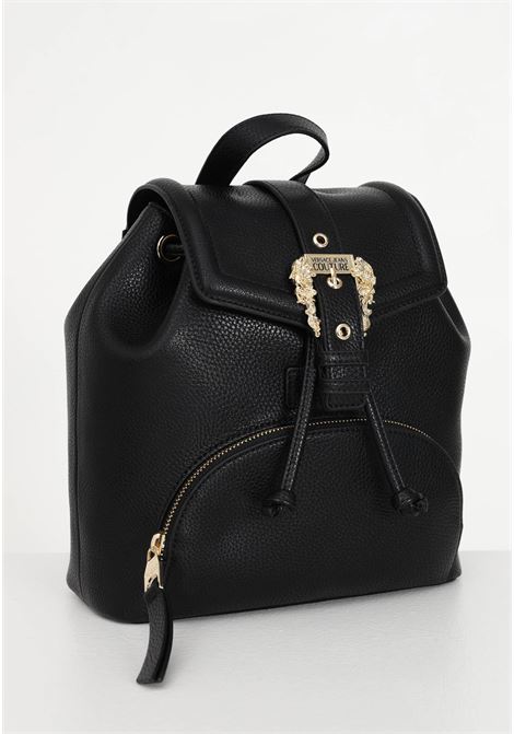 Black women's backpack with baroque buckle and hammered workmanship VERSACE JEANS COUTURE | Backpack | 74VA4BF8ZS413899