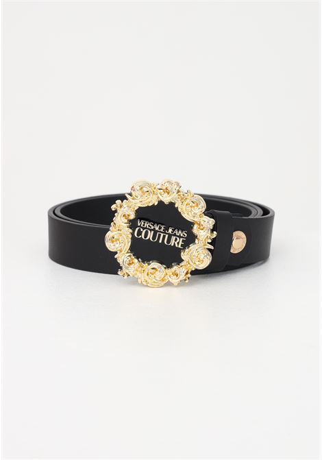 Black women's belt with buckle embellished with logo and Baroque motif VERSACE JEANS COUTURE | Belt | 74VA6F3071627899
