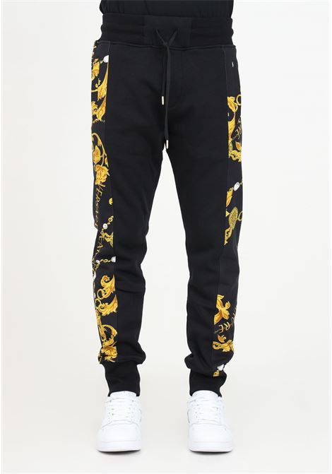 Black sweatpants with Chain Couture print for men VERSACE JEANS COUTURE | Pants | 75GAA3C0FS102G89
