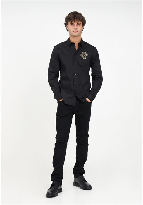Slim black jeans with patch for men VERSACE JEANS COUTURE | Pants | 75GAB5S0CDW00909