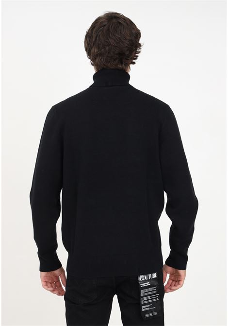 Black turtleneck with lettering logo for men VERSACE JEANS COUTURE | Knitwear | 75GAFM07CM06HA0E