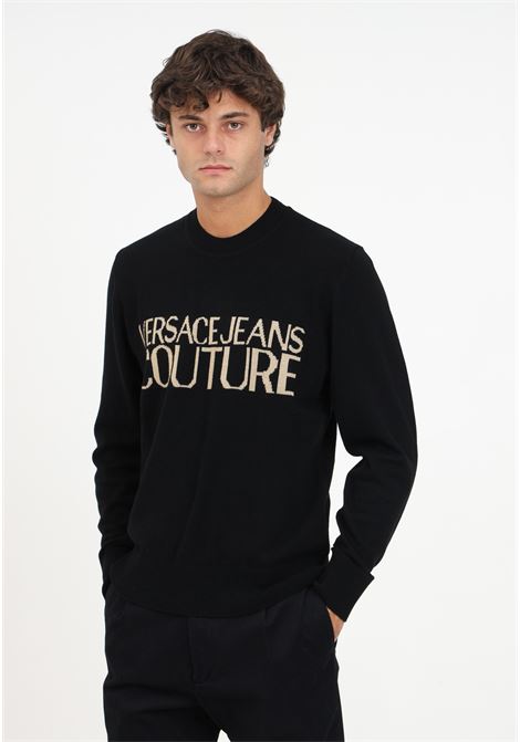 Black pullover with lettering logo for men VERSACE JEANS COUTURE | Knitwear | 75GAFML1CM31HK42