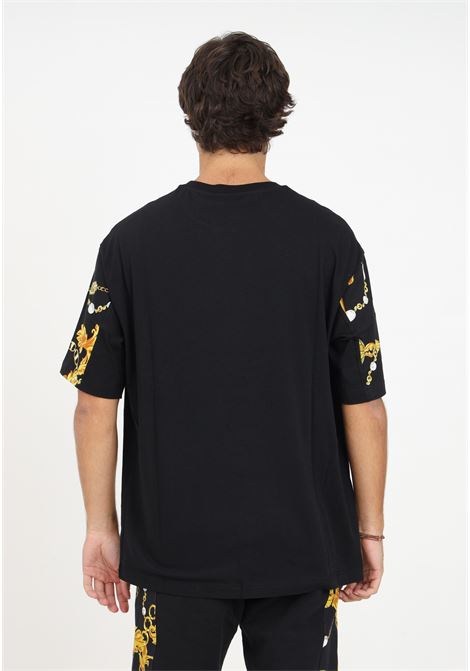 Black T-shirt with chain couture print for men VERSACE JEANS COUTURE | T-shirt | 75GAH619JS218G89