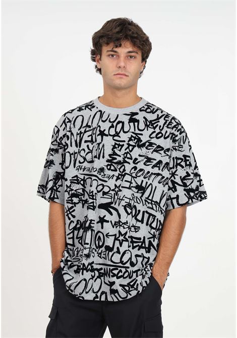 Men's velvet all-over graffiti t-shirt VERSACE JEANS COUTURE | T-shirt | 75GAH6O0JS212802