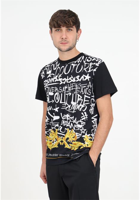 Black T-shirt with men's print VERSACE JEANS COUTURE | T-shirt | 75GAH6SGJS221G89
