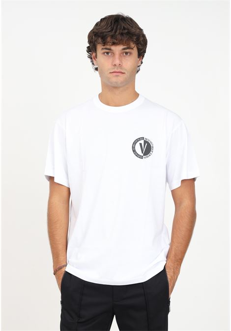 T-shirt bianca da uomo con logo VERSACE JEANS COUTURE | T-shirt | 75GAHG07CJ00G003