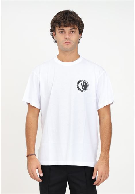 T-shirt bianca da uomo con logo VERSACE JEANS COUTURE | T-shirt | 75GAHG07CJ00G003