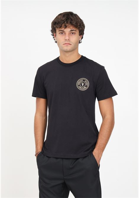T-shirt nera con logo da uomo VERSACE JEANS COUTURE | T-shirt | 75GAHT06CJ00TG89