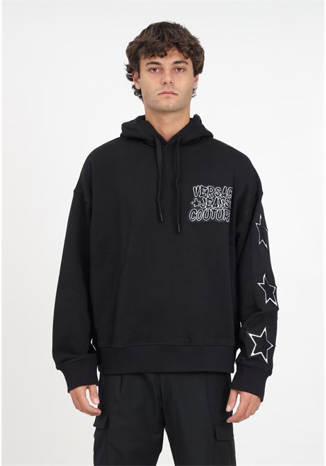 Black hoodie with graffiti and logo for men VERSACE JEANS COUTURE | 75GAI3C2F0002899