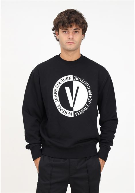 Black sweatshirt with logo print for men VERSACE JEANS COUTURE | 75GAIG06CF00G899