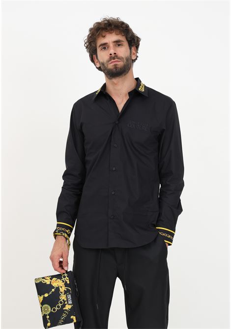 Black shirt with Couture logo for men VERSACE JEANS COUTURE | Shirt | 75GAL2SCN0132899