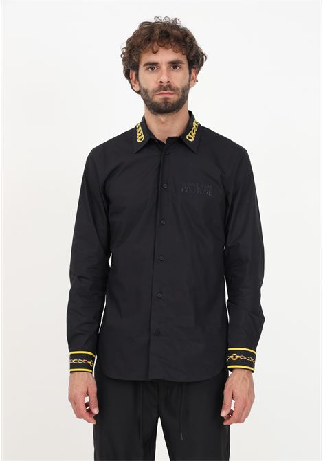 Camicia nera con logo Couture da uomo VERSACE JEANS COUTURE | Camicie | 75GAL2SCN0132899