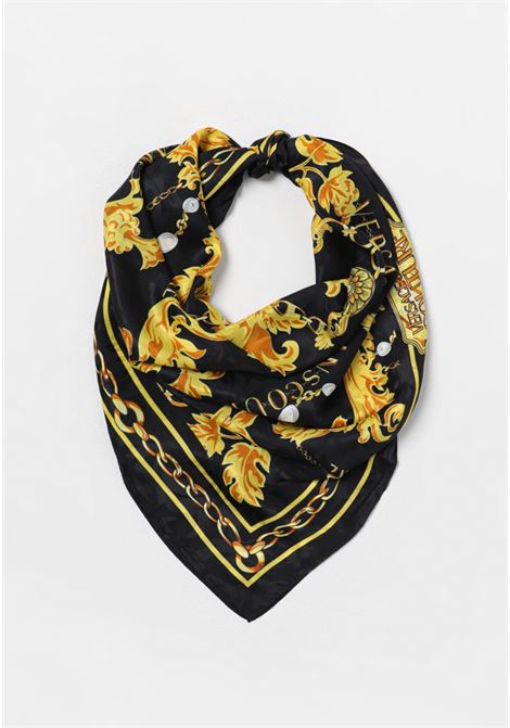 Black scarf with Chain Couture print for women VERSACE JEANS COUTURE | Scarfs | 75HA7H10ZG200G89