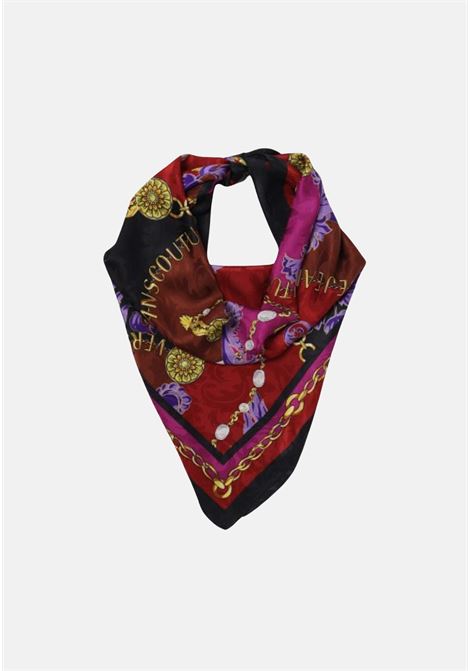 Burgundy scarf with Chain Couture print for women VERSACE JEANS COUTURE | Scarfs | 75HA7H10ZG200QE1