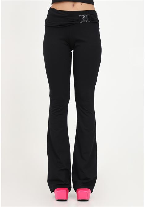 Pantaloni neri con logo in gomma da donna VERSACE JEANS COUTURE | Pantaloni | 75HAA323J0089899