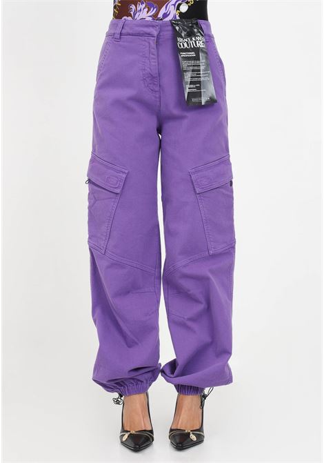 Purple cargo jeans with big pockets for women VERSACE JEANS COUTURE | Jeans | 75HAB104EW002TC2308