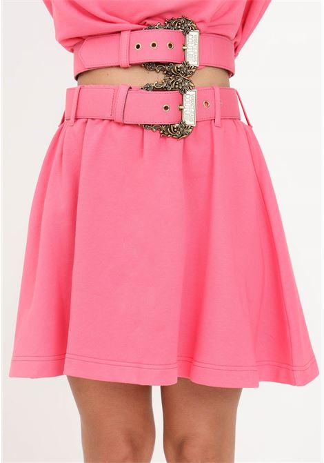 Wide pink skirt with belt for women VERSACE JEANS COUTURE | Skirts | 75HAE325F0010461