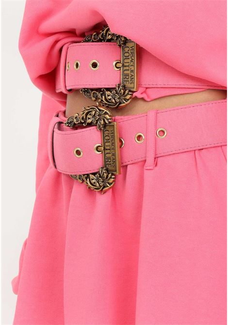 Wide pink skirt with belt for women VERSACE JEANS COUTURE | Skirts | 75HAE325F0010461