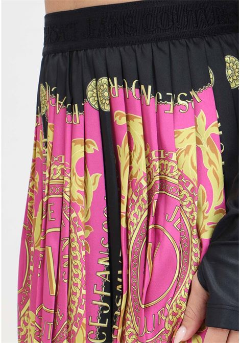 Fuchsia patterned pleated skirt for women VERSACE JEANS COUTURE | Skirts | 75HAE8A0NS350455