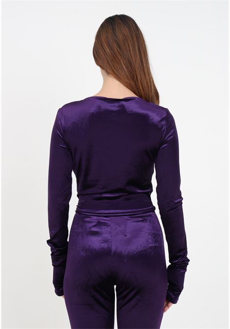 Short purple cut-out velvet sweater for women VERSACE JEANS COUTURE | Knitwear | 75HAH605N0225308
