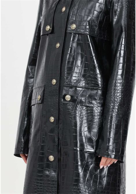 Black crocodile effect trench coat for women VERSACE JEANS COUTURE | Trench | 75HAT406N0221899