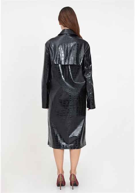 Black crocodile effect trench coat for women VERSACE JEANS COUTURE | Trench | 75HAT406N0221899