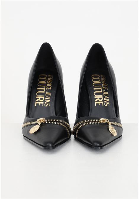 Black pointed pump with logo plaque for women VERSACE JEANS COUTURE | Party Shoes | 75VA3S2771570899
