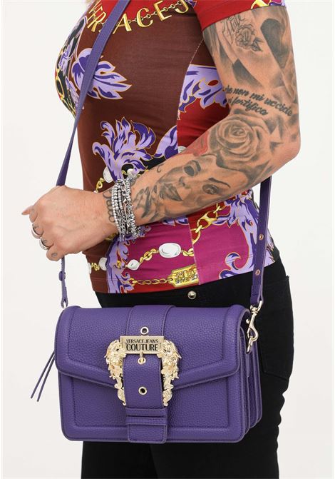 Purple shoulder bag with baroque buckle for women VERSACE JEANS COUTURE | Bags | 75VA4BF1ZS413308