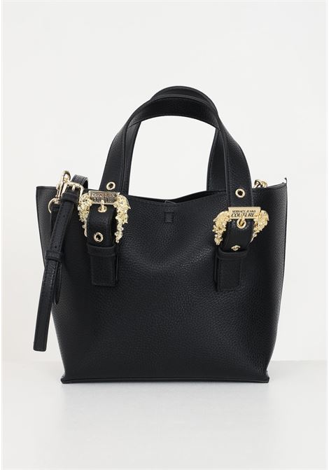Black tote bag with baroque buckle for women VERSACE JEANS COUTURE | Bags | 75VA4BFAZS413899