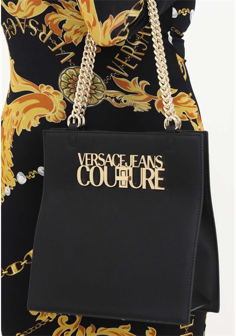 Black shoulder bag with logo plaque for women VERSACE JEANS COUTURE | Bags | 75VA4BL9ZS467899