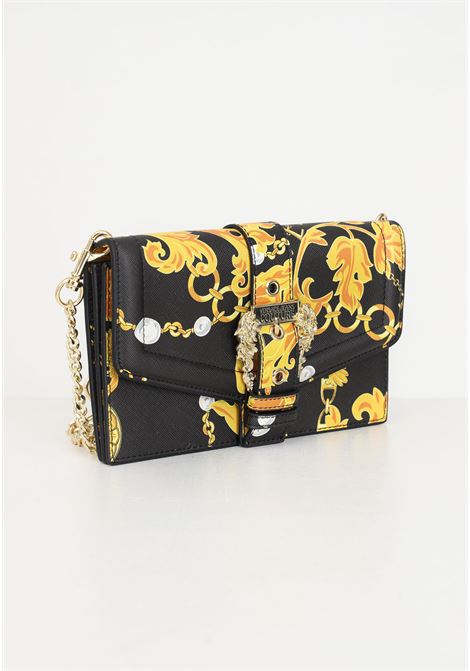 Black wallet with baroque pattern and women's shoulder strap VERSACE JEANS COUTURE | Wallets | 75VA5PF6ZS807G89