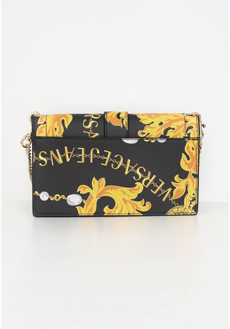 Black wallet with baroque pattern and women's shoulder strap VERSACE JEANS COUTURE | Wallets | 75VA5PF6ZS807G89