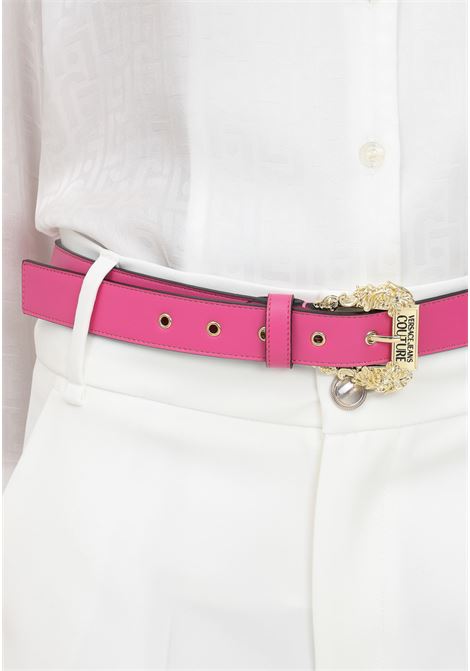 Fuchsia belt with baroque buckle for women VERSACE JEANS COUTURE | Belts | 75VA6F01ZS412455