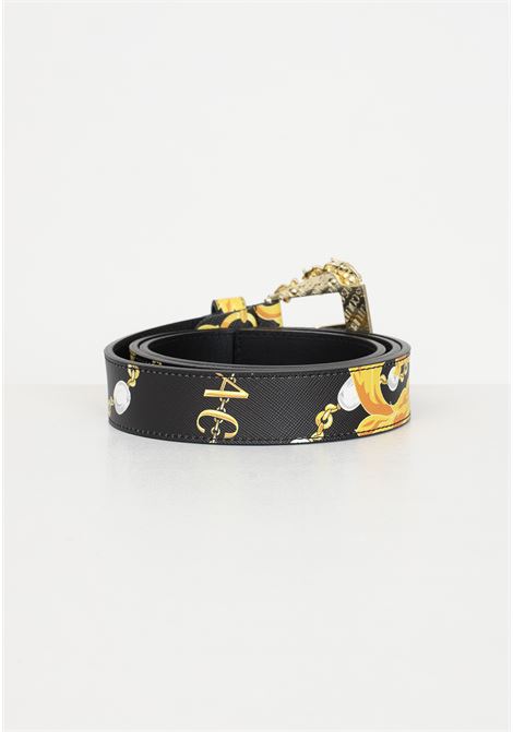 Black belt with baroque pattern with buckle for women VERSACE JEANS COUTURE | Belts | 75VA6F01ZS807G89