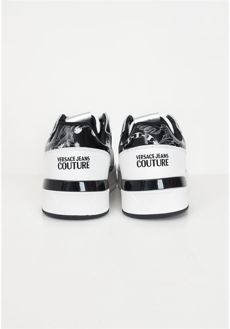 White and black chain couture leather sneakers for men VERSACE JEANS COUTURE | Sneakers | 75YA3SJ4ZP353MD7