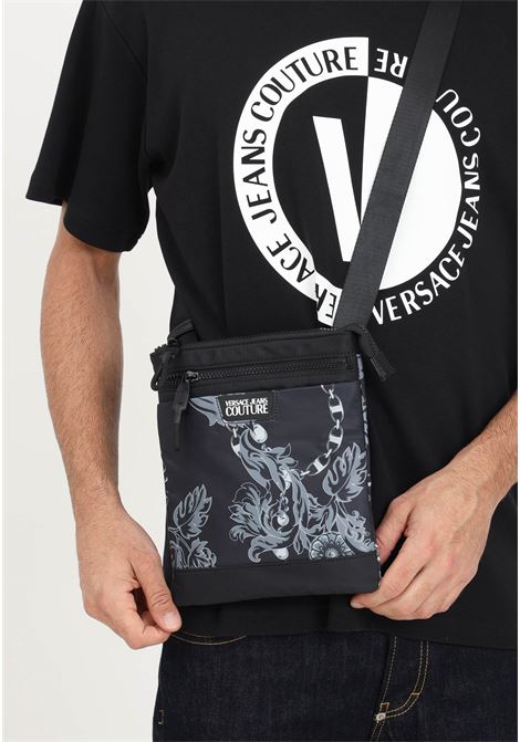 Black shoulder bag with embossed logo for men VERSACE JEANS COUTURE | Bags | 75YA4B86ZS930899