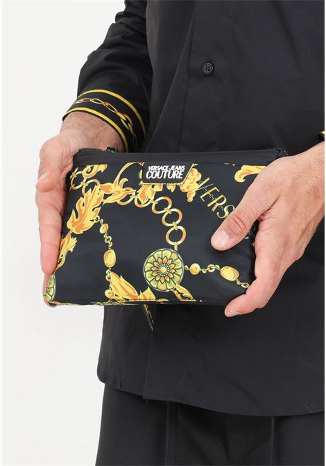 Black and gold clutch with men's print VERSACE JEANS COUTURE | Bags | 75YA4B8DZS930G89