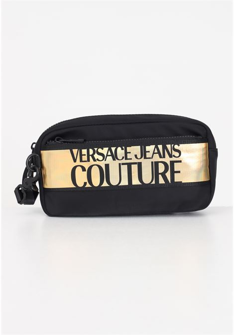 Black bum bag with gold band for men VERSACE JEANS COUTURE | Pouch | 75YA4B9DZS927G89