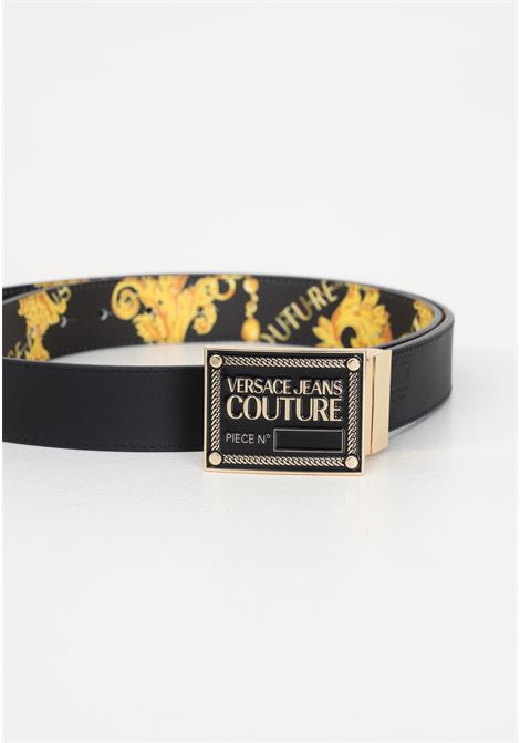 Black belt with logo decoration for men VERSACE JEANS COUTURE | Belts | 75YA6F01ZS933G89
