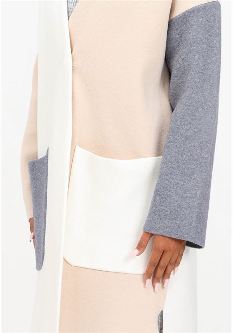 Women's 3-color knitted coat VICOLO | Coat | 22022RNATURALE/BEIGE