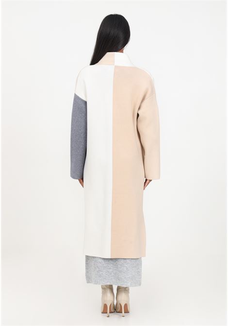 Women's 3-color knitted coat VICOLO | Coat | 22022RNATURALE/BEIGE