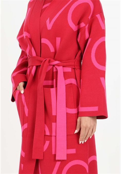 Coat with big pockets and belt for women VICOLO | Coat | 22041RROSSO/FUXIA