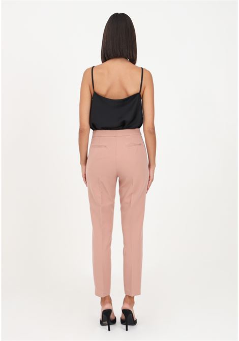 Classic blush women's high-waisted trousers with ribbing VICOLO | Pants | TR0300RU41