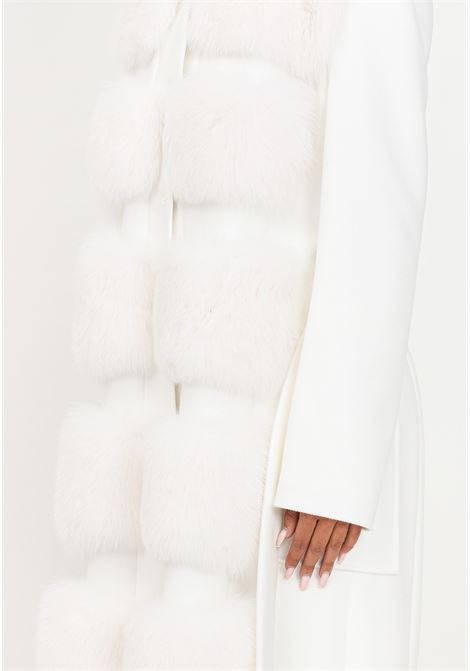 Cappotto bianco con collo in pelliccia e tasconi da donna YES LONDON | Cappotti | CD1164BIANCO/SHADOW