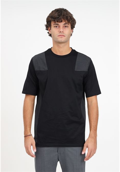 T-shirt nera con toppe grigie da uomo YES LONDON | T-shirt | XM4059NERO/ANTRA