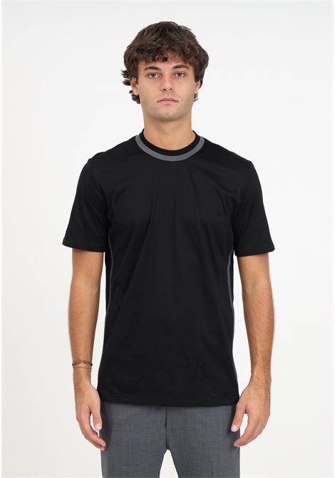 T-shirt nera con girocollo grigio da uomo YES LONDON | T-shirt | XM4065NERO/ANTRA