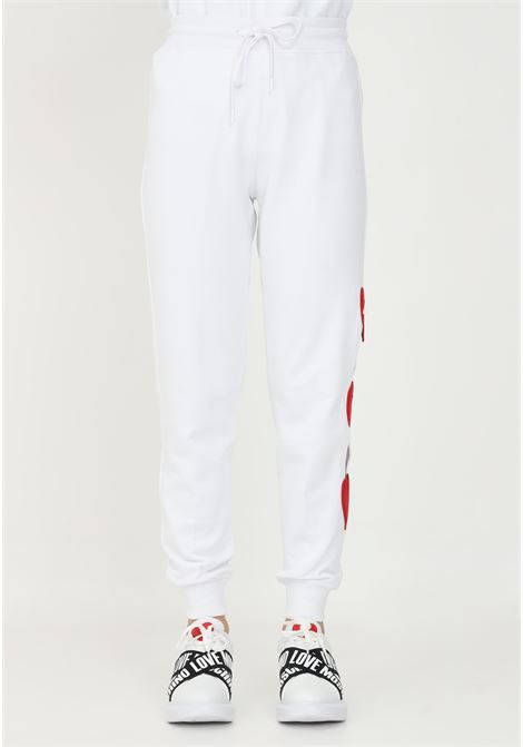 Pantaloni love moschino bianco da donna con cuori e aperture sul lato sinistro LOVE MOSCHINO | Pantaloni | W158880M4266A00