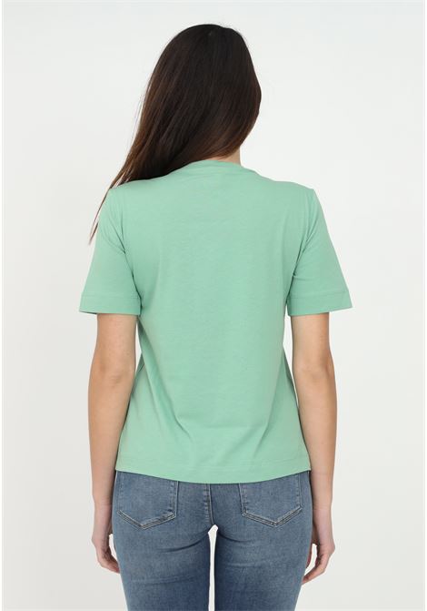 T-shirt verde da donna con maxi cuore e mini paillettes LOVE MOSCHINO | W4F153OM3876R07