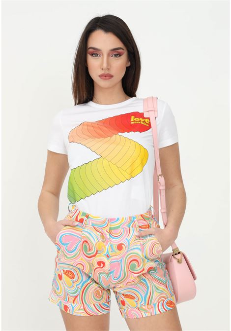 White women's t-shirt by love moschino with logo and hearts print LOVE MOSCHINO | W4F732EM3876A00