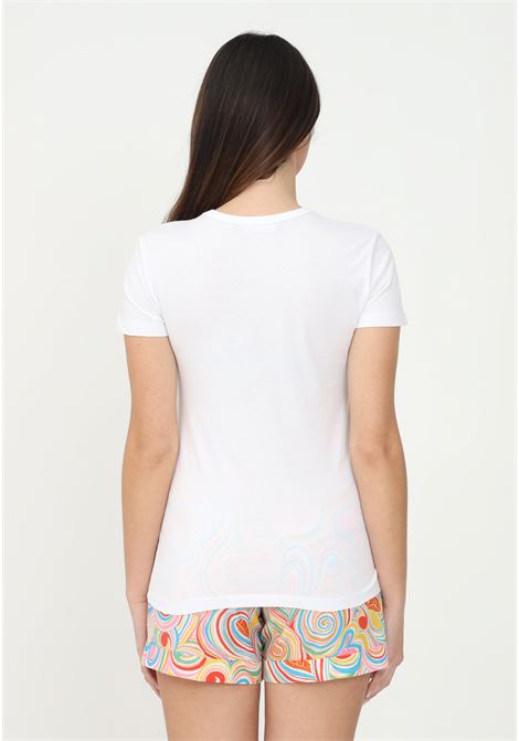 T-shirt love moschino bianco da donna con stampa logo e cuori LOVE MOSCHINO | T-shirt | W4F732EM3876A00